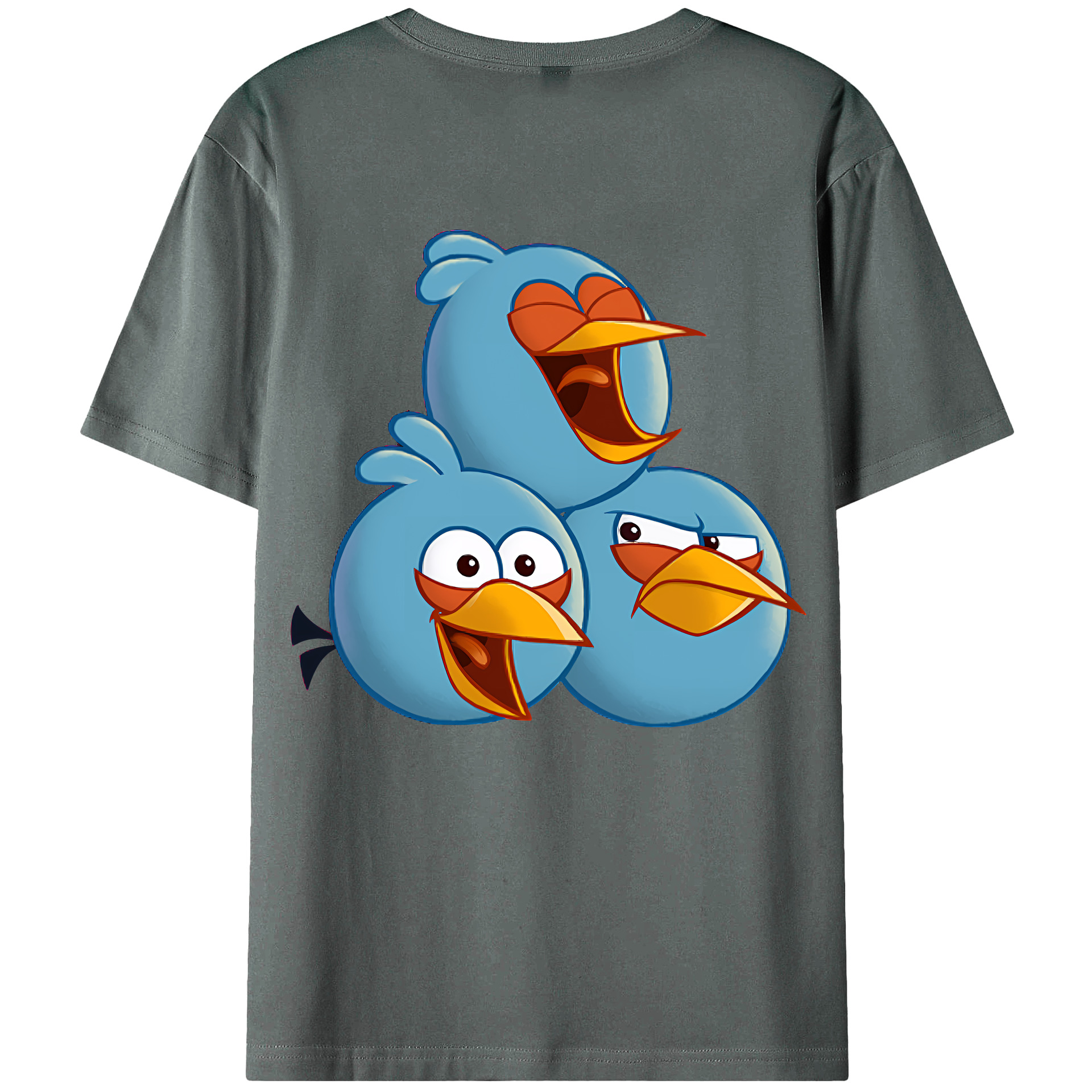 （画像用） Angry Birds アングリーバード 綿100％ メンズ半袖Tシャツ（バックプリント） 通気性